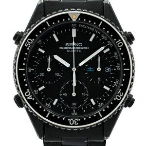 Seiko 37mm Men's Chronograph Vintage Quartz Black PVD Watch! Ref: 7A38-6030!
